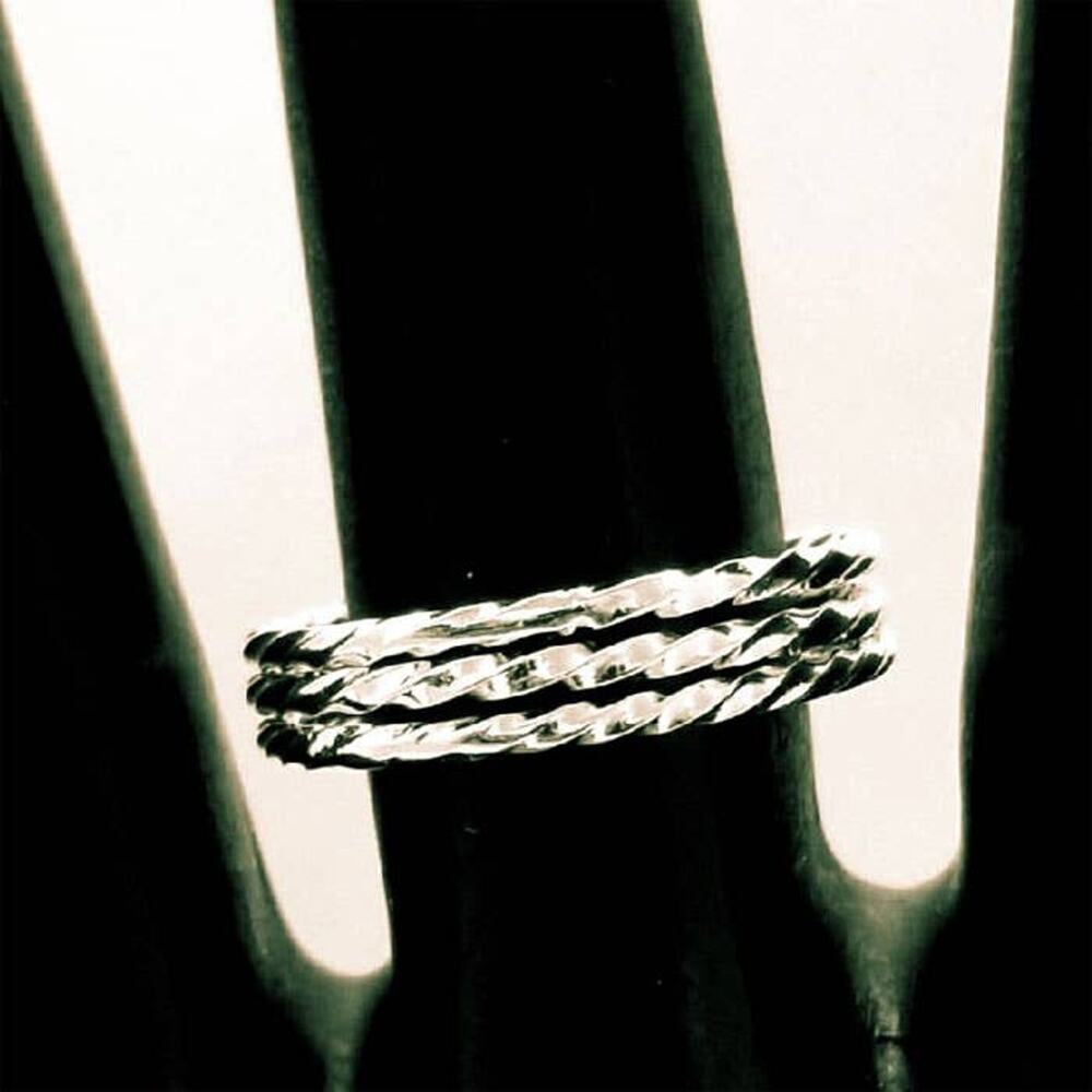 Roma Twist Silver Artisan Band Stackable Ring